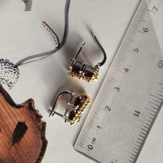 Срібні сережки з гранатом 8.27ct