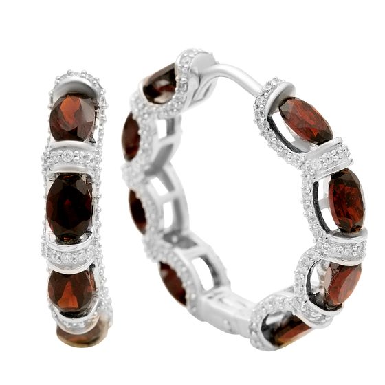 Серебряные серьги с гранатом 12.381ct