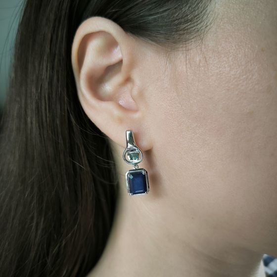 Срібні сережки з сапфіром 5.218ct