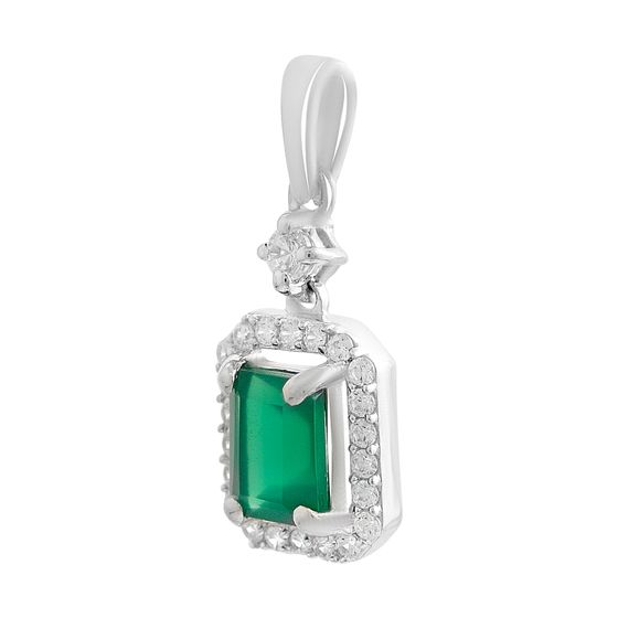 Срібна підвіска з агатом 1.543ct, фіанітами