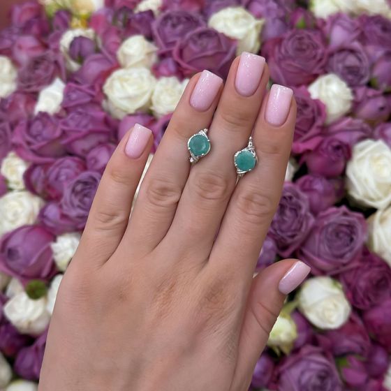 Серебряные серьги с изумрудом 3.308ct