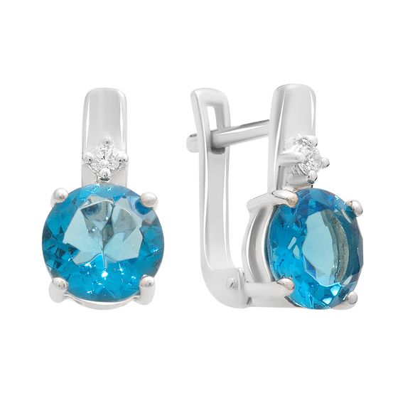 Срібні сережки з топазом 2.94ct, фіанітами