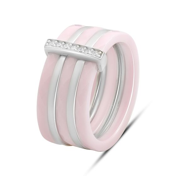 Silver ring with ceramics