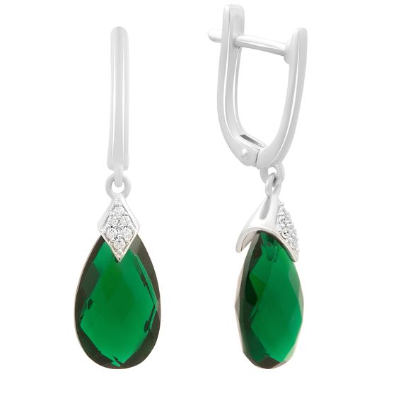 Срібні сережки зі смарагдом nano 8,965 карата