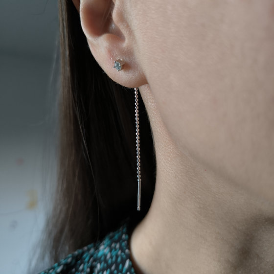 Silver earrings with Phianites