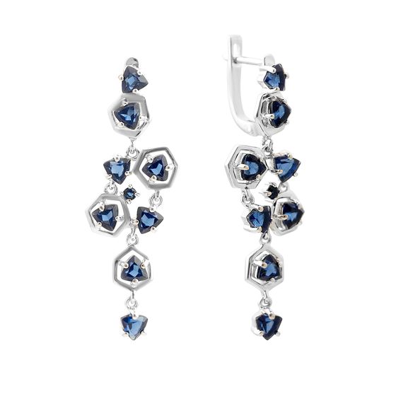 Silver earrings with sapphire nano 3.155ct