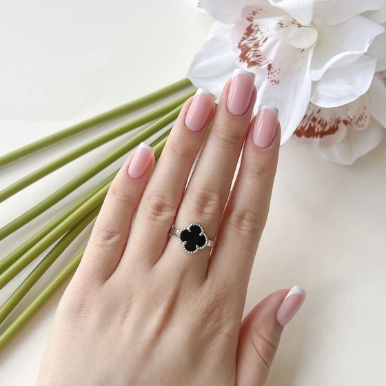 Silver ring with onyx