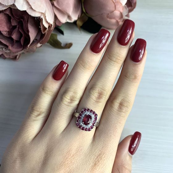Серебряное кольцо с рубином 0.95ct