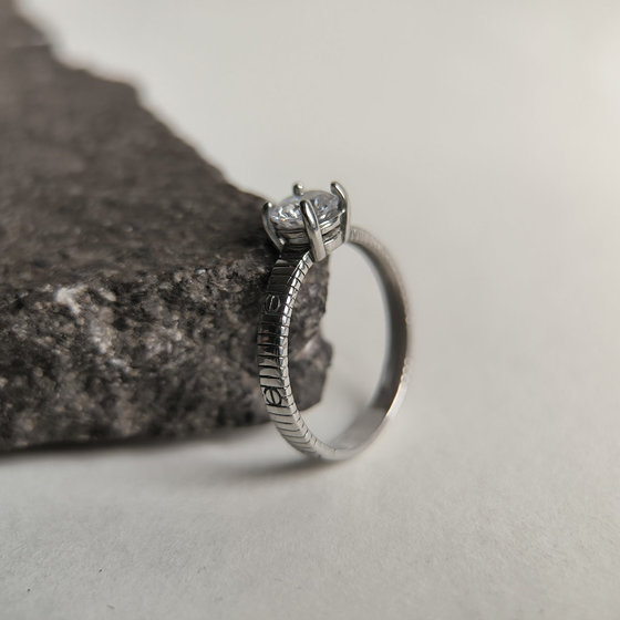 Silver ring with cubic zirconia