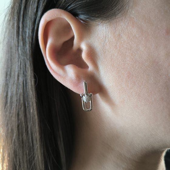 Silver earrings with Phianites