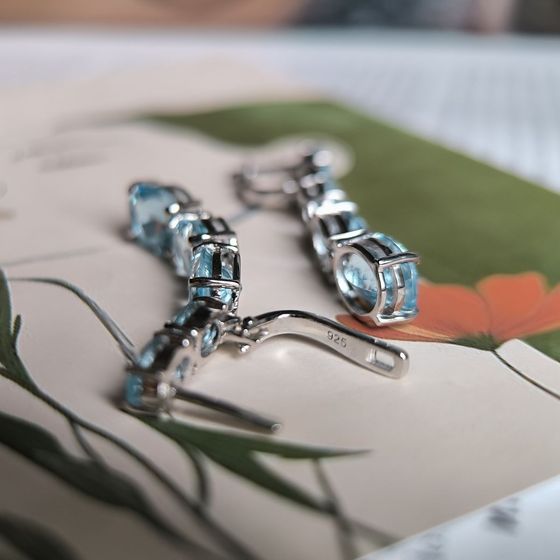 Серебряные серьги с топазом 19.738ct