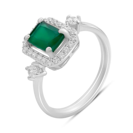Срібна каблучка з агатом 1.568ct, фіанітами