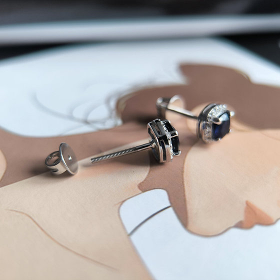 Срібні сережки з сапфіром nano 1.39ct