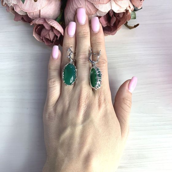 Серебряные серьги с агатом