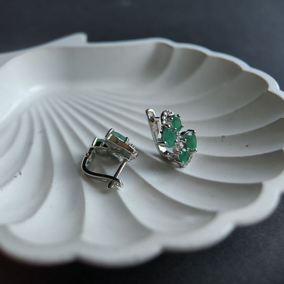 Срібні сережки зі смарагдом 2.622ct
