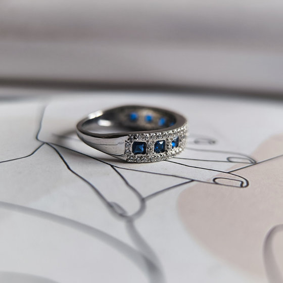 Срібне кільце з сапфіром nano 1.213ct