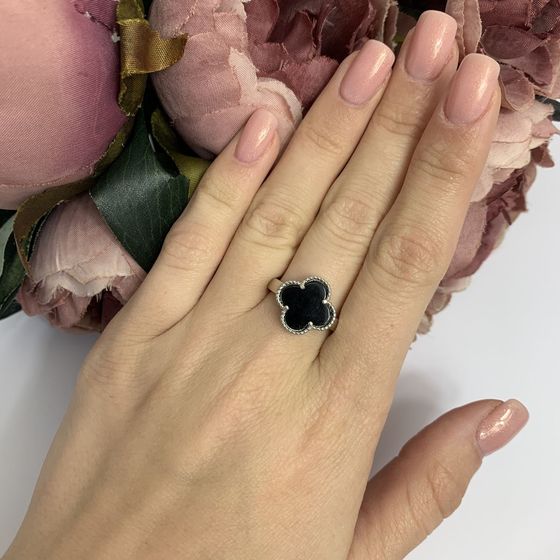 Silver ring with onyx