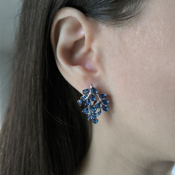 Срібні сережки з сапфіром nano 4,31 карата