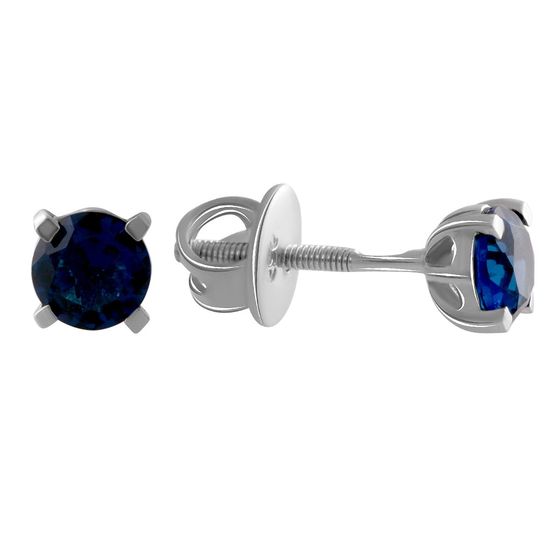 Silver earrings with a 0.7-carat nano sapphire