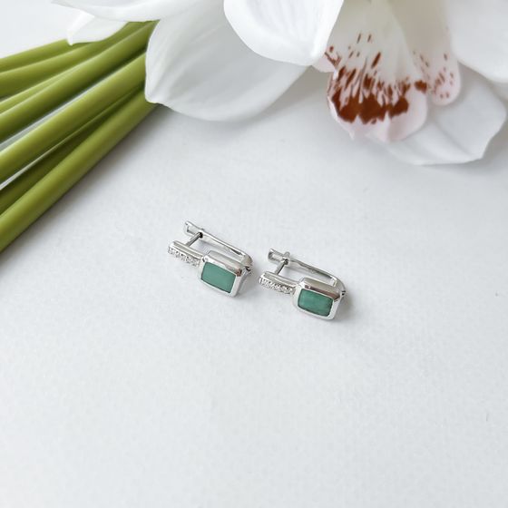 Срібні сережки зі смарагдом 1,923 карата