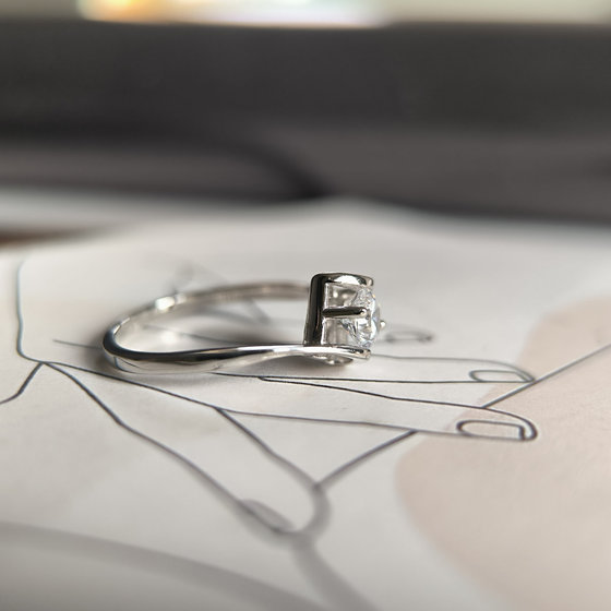 Silver ring with cubic zirconia