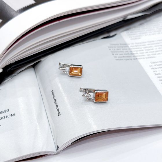 Silver earrings with gold quartz 3.45ct