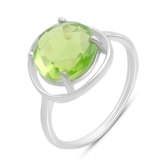 Silver ring with a 3.287-carat chrysolite