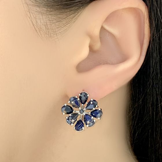 Срібні сережки з сапфіром 10,003 карат