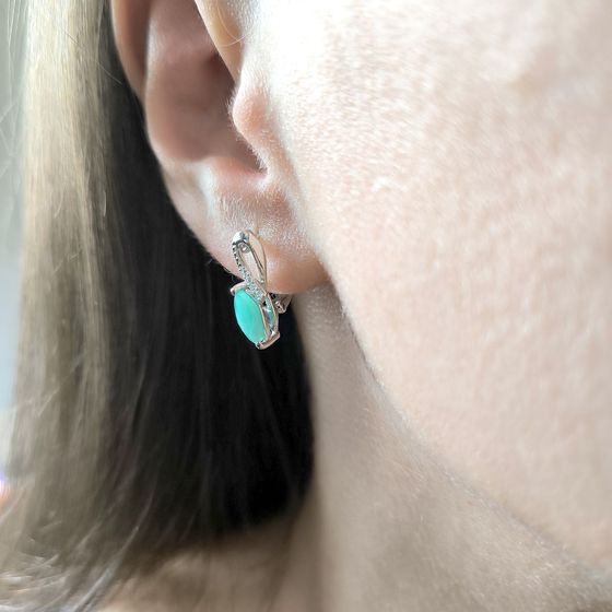 Срібні сережки зі смарагдом 1.189ct, фіанітами