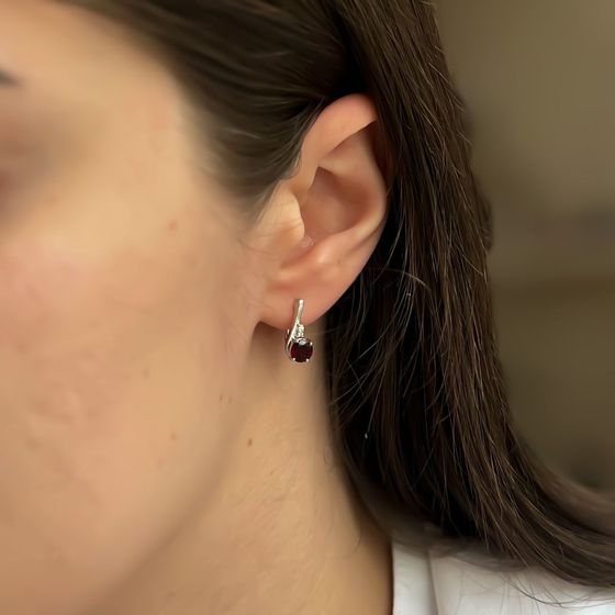 Серебряные серьги с гранатом 1.269ct