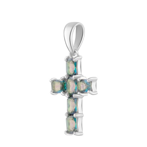 Срібний хрестик з містик топазом 2.05ct