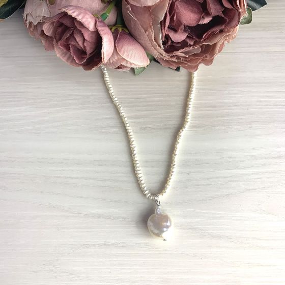 Серебряное колье с жемчугом барочным, жемчугом
