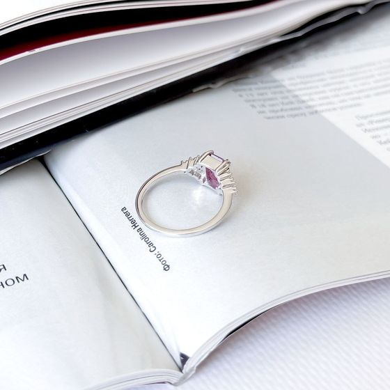 Sterling silver ring with 2.511ct ruby, phianites