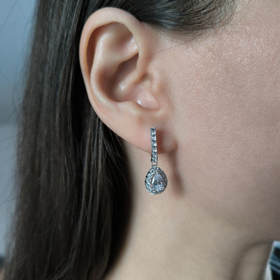 Silver earrings with cubic zirconia