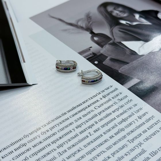 Серебряные серьги с фианитами