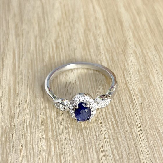 Silver ring with a sapphire