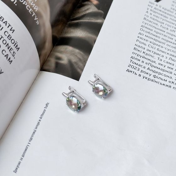 Серебряные серьги с мистик топазом 9.015ct