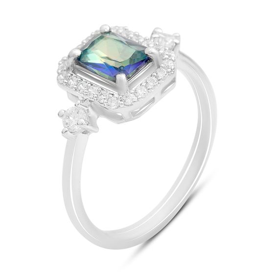 Silver ring with mystic topaz