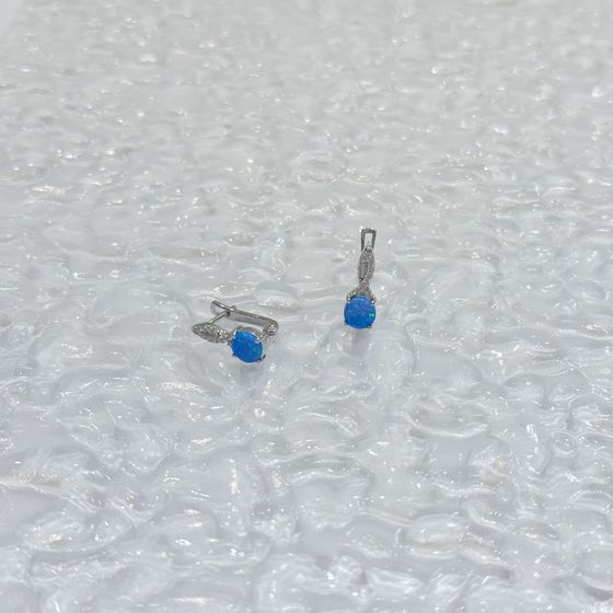 Silver earrings with opal and cubic zirconia
