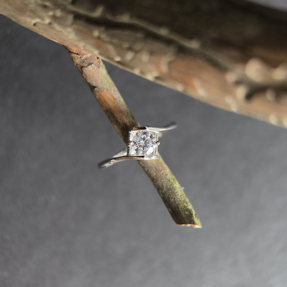 Silver ring with cubic zirconia