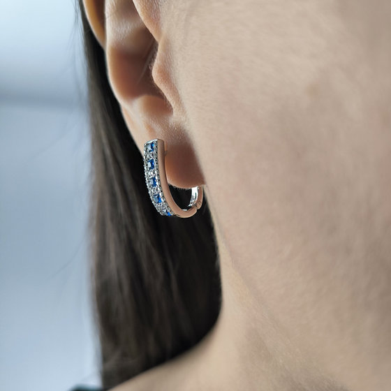 Срібні сережки з сапфіром nano 1.187ct