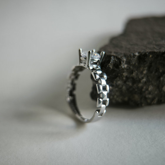 Silver ring with cubic zirconia