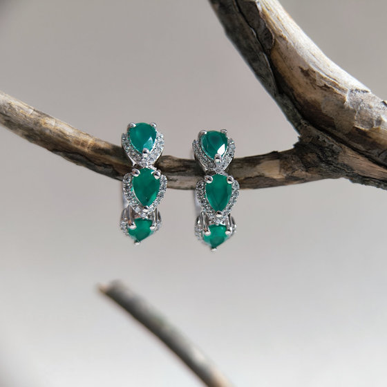 Срібні сережки з агатом 3.001ct