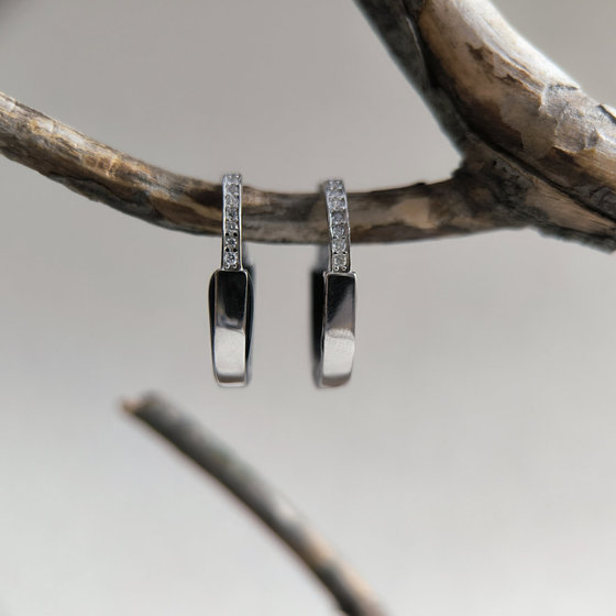 Silver earrings with enamel and cubic zirconia