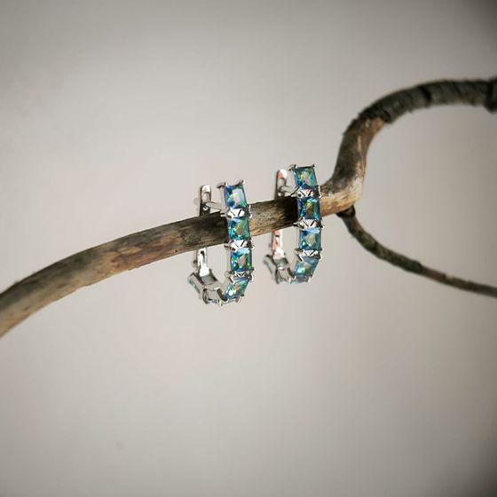 Серебряные серьги с мистик топазом 3.017ct