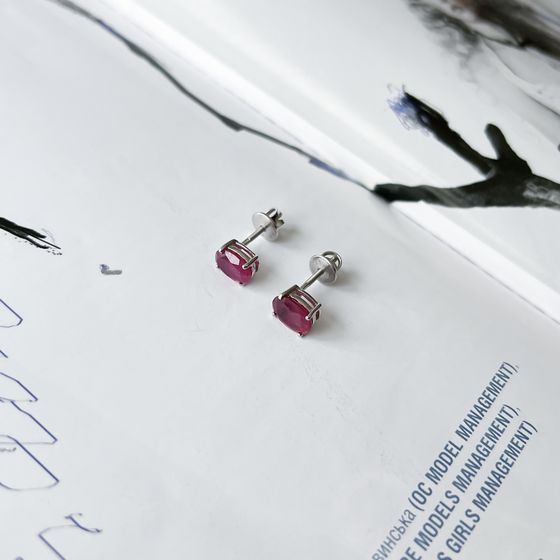 Silver Earrings with a Ruby