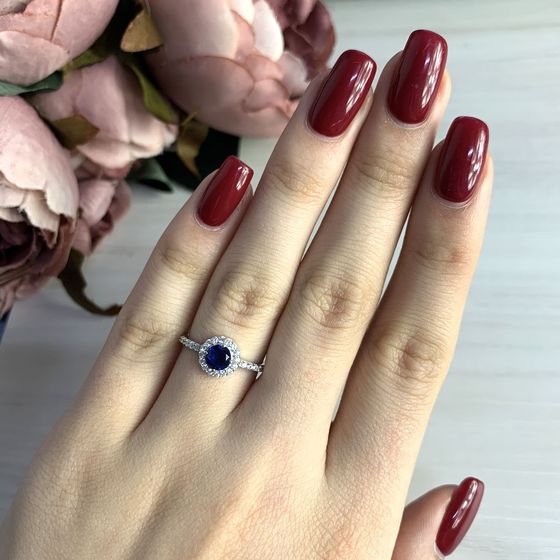 Silver ring with a 0.748-carat nano sapphire