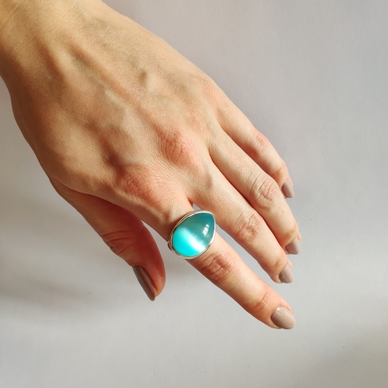 Срібна каблучка з котячим оком 16.65ct