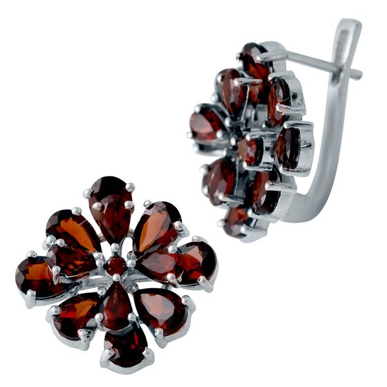 Срібні сережки з гранатом