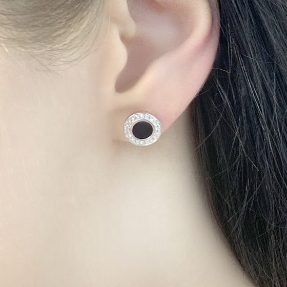 Silver Earrings with Onyx